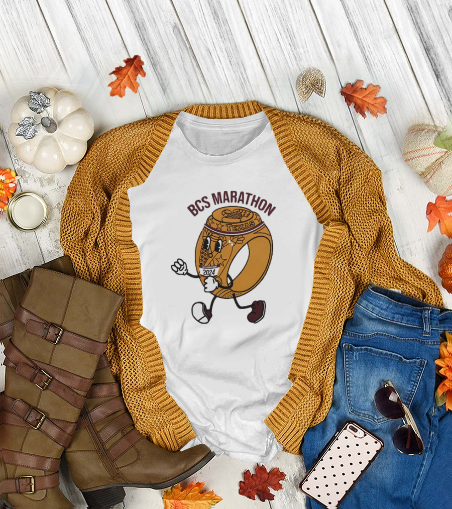 BCS Marathon 2024 Texas Running Ring Character T-Shirt