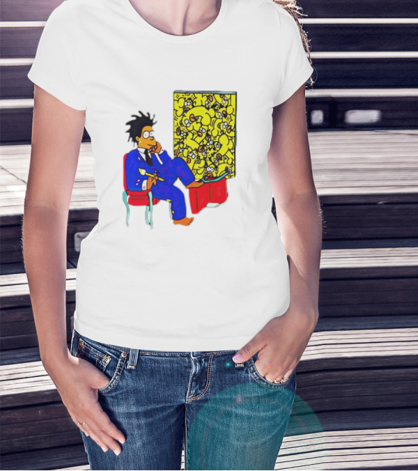 The Simpsons Jay-Z Cartoon Style Art With Basquiat Sitting On Red Chair T-Shirt