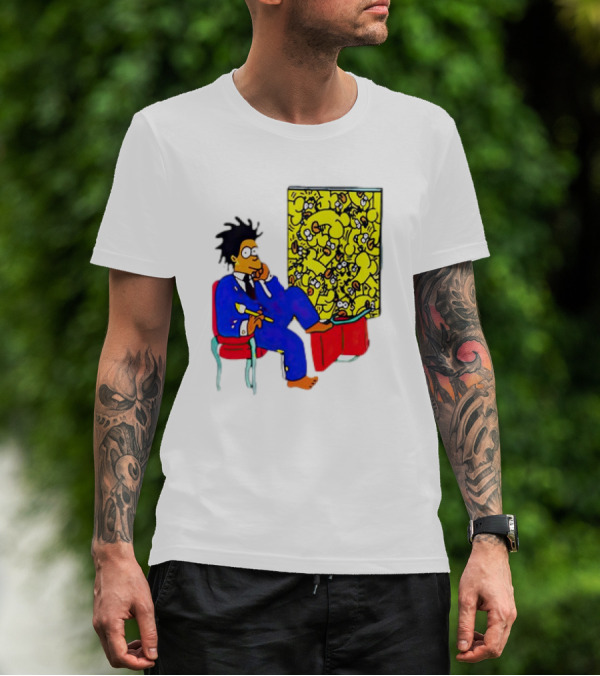 The Simpsons Jay-Z Cartoon Style Art With Basquiat Sitting On Red Chair T-Shirt