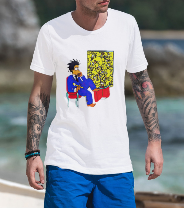 The Simpsons Jay-Z Cartoon Style Art With Basquiat Sitting On Red Chair T-Shirt