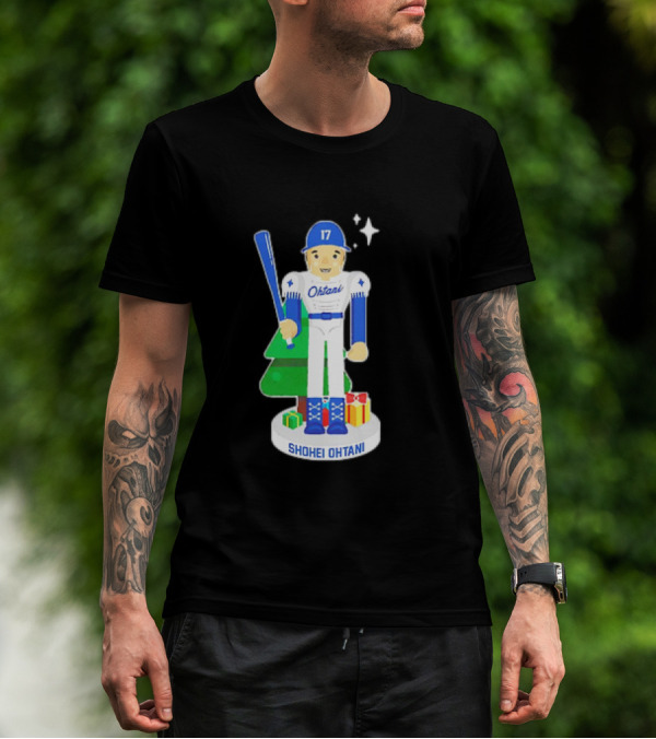 Shohei Ohtani Los Angeles Dodgers MLBPA Christmas Nutcracker With Tree And Gifts T-Shirt
