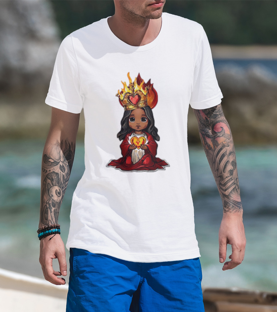 Santo Nino Icon With Flaming Heart And Crown In Philippines T-Shirt