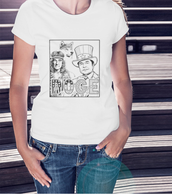 D.O.G.E Vintage USA Elon Musk Ron Paul All-American Doge T-Shirt