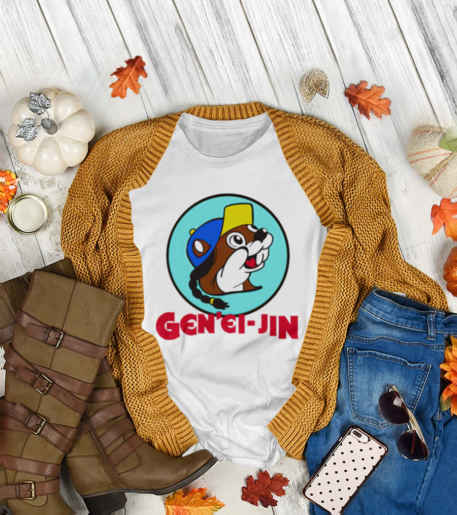 Buc-Ees Gen'ei-Jin Cap-Wearing Beaver Circle T-Shirt