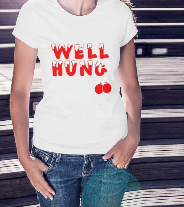 Well Hung Red Christmas Balls Snow-Capped Letters T-Shirt