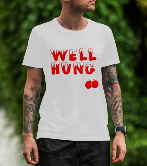 Well Hung Red Christmas Balls Snow-Capped Letters T-Shirt