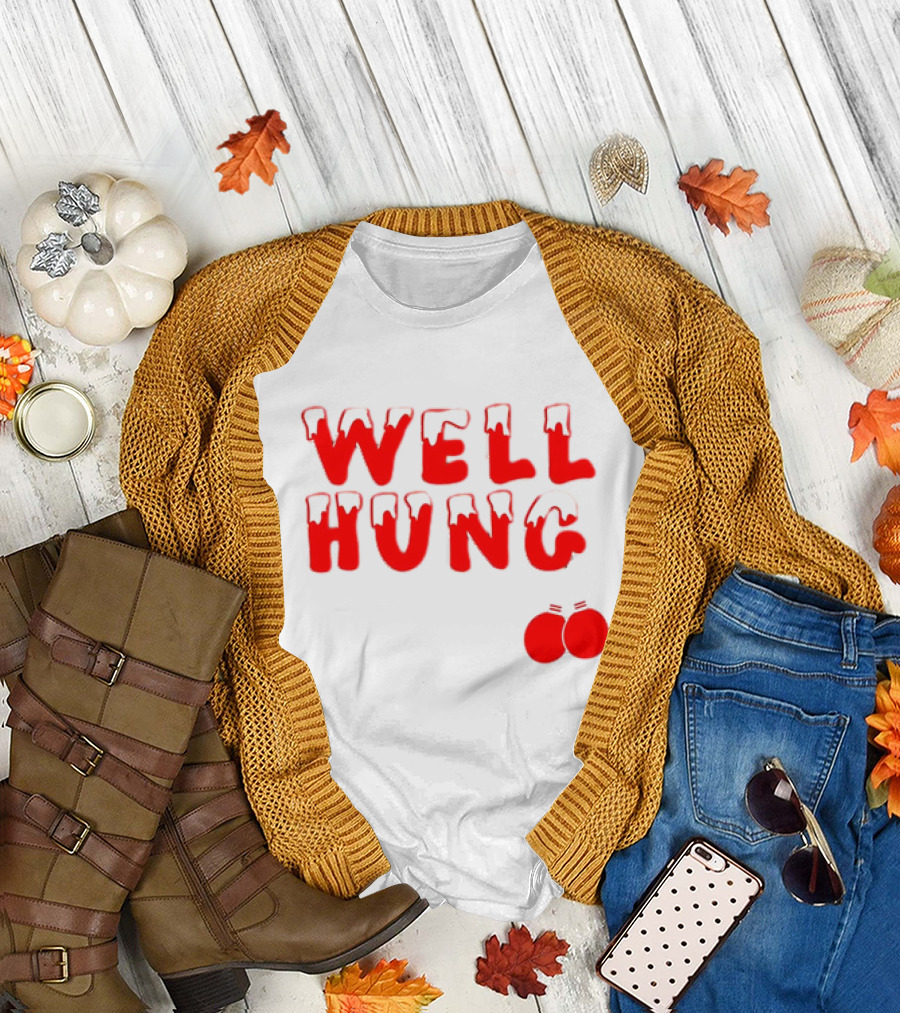 Well Hung Red Christmas Balls Snow-Capped Letters T-Shirt