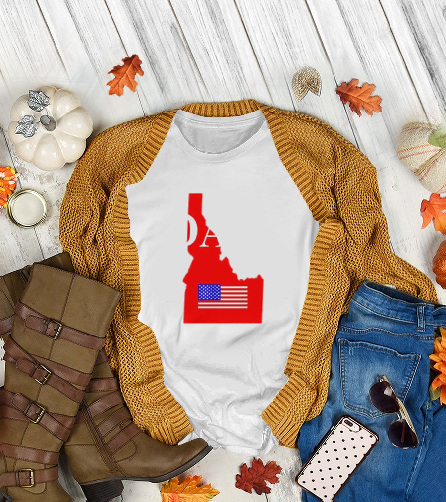 Don’t California My Idaho Red State Outline with American Flag T-Shirt