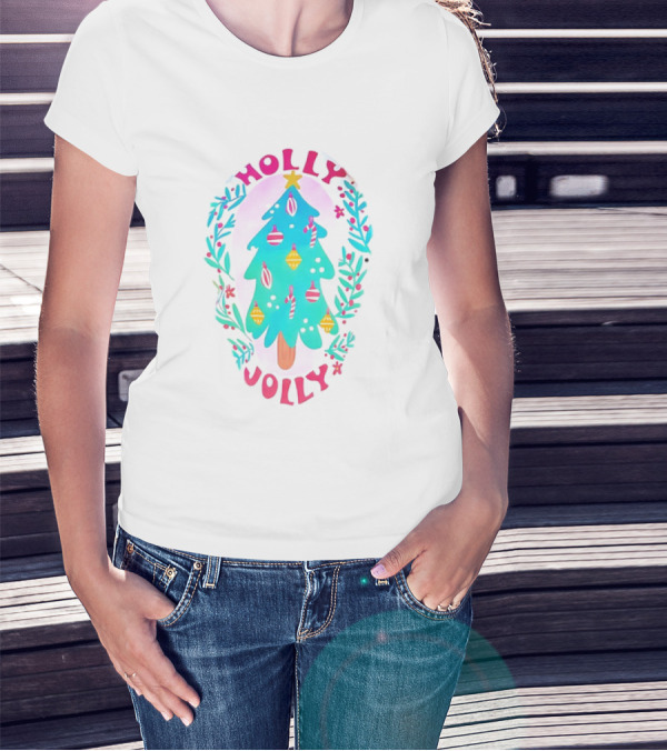 Holly Jolly Christmas Tree With Ornaments And Foliage T-Shirt