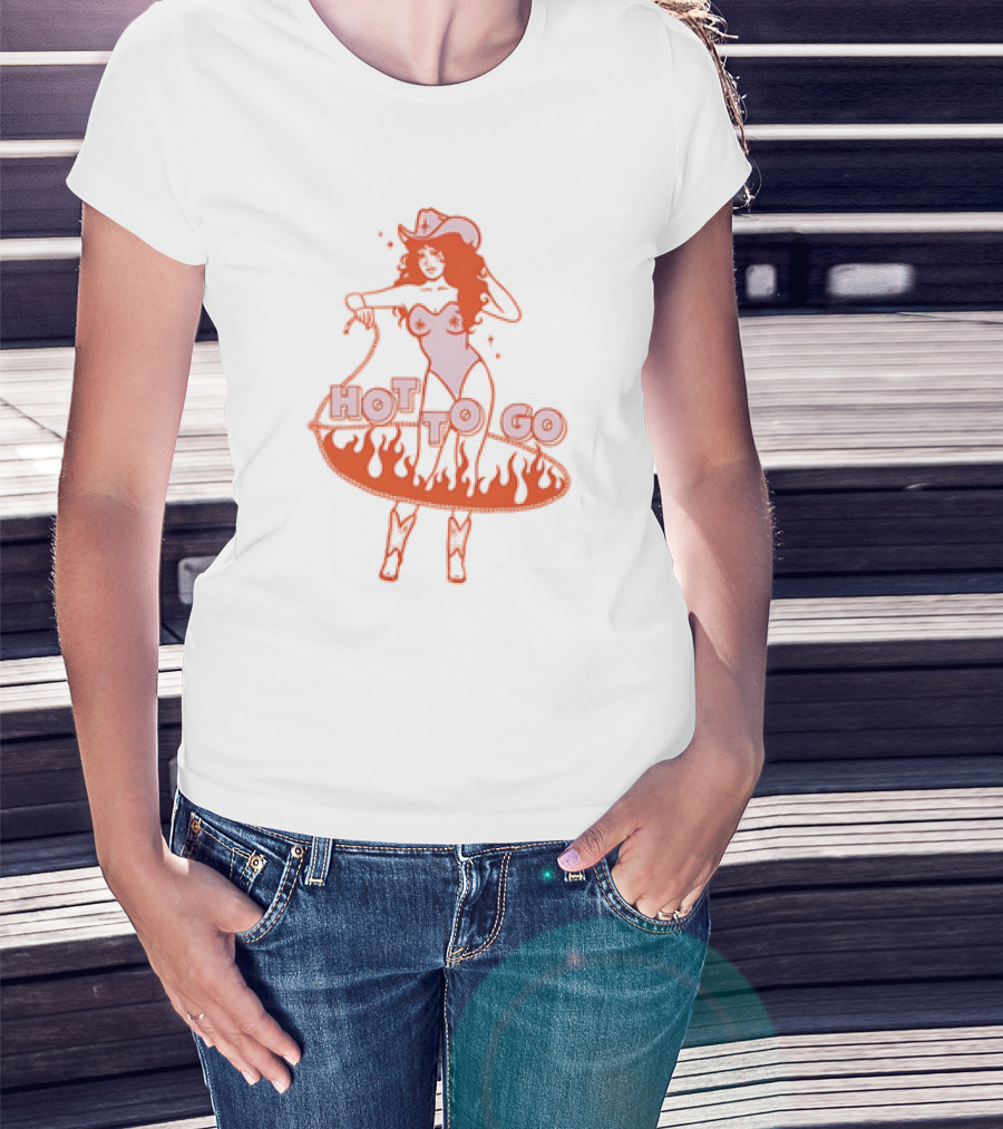 Hot To Go Cowgirl Flames And Lasso T-Shirt