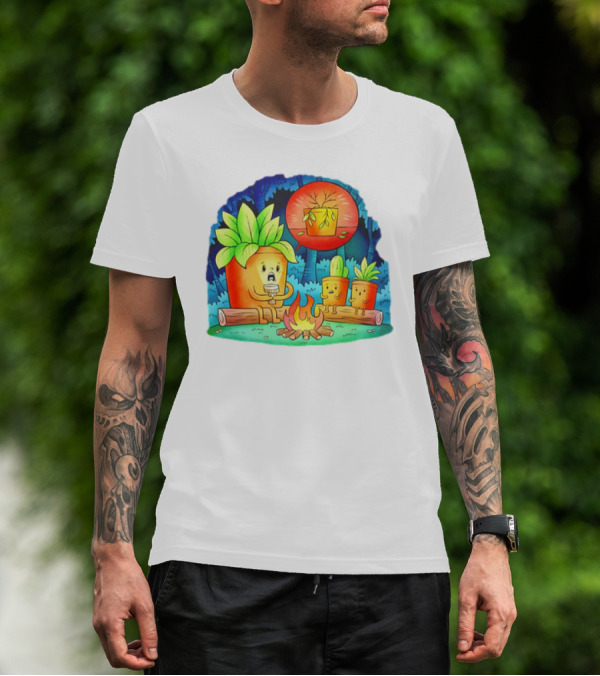 House Plants Gather Around Campfire Sharing Spooky Stories In The Woods T-Shirt