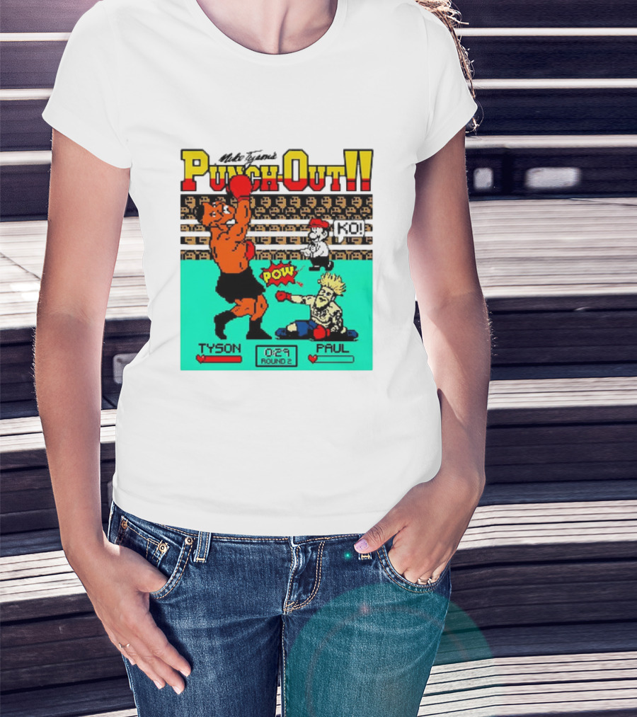 Mike Tyson’s Punch-Out KO Tyson POW Paul Round 2 Retro Game Boxing Match T-Shirt