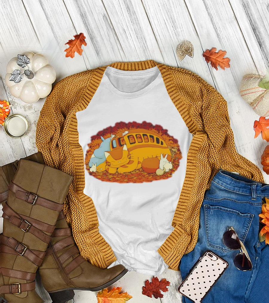 Totoro Forest Spirits Napping with Catbus T-Shirt