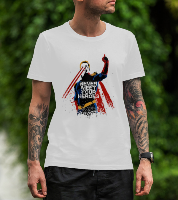 Never Meet Your Heroes Meme Laser Vision Superhero Approval Concept T-Shirt
