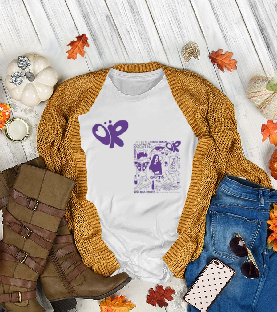 Olivia Rodrigo OR Guts Teenage Dream Sour Real Power Image Bomb Rib Cage Map Butterfly T-Shirt