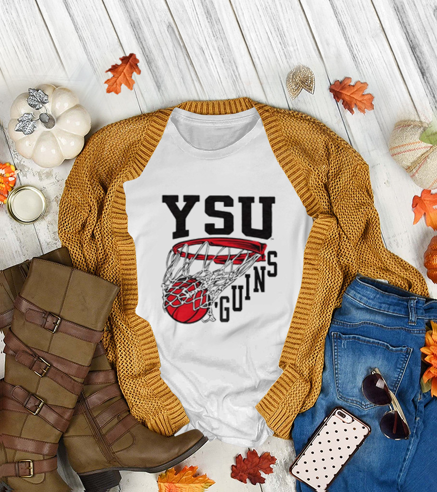 YSU Guins Basketball Hoop Retro T-Shirt