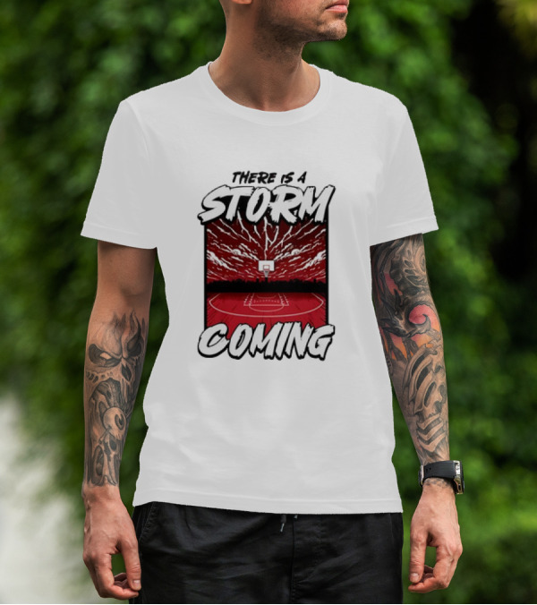 THERE IS A STORM COMING BASKETBALL COURT LIGHTNING SKY T-Shirt