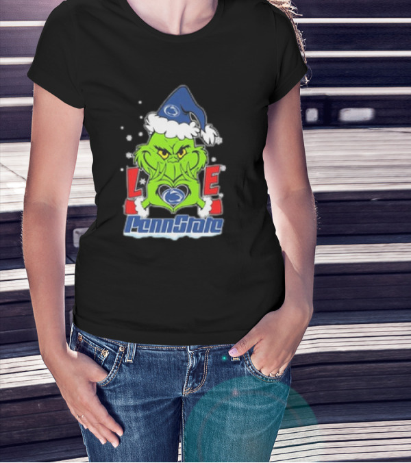 Grinch Hand Love Penn State Christmas Nittany Lions T-Shirt