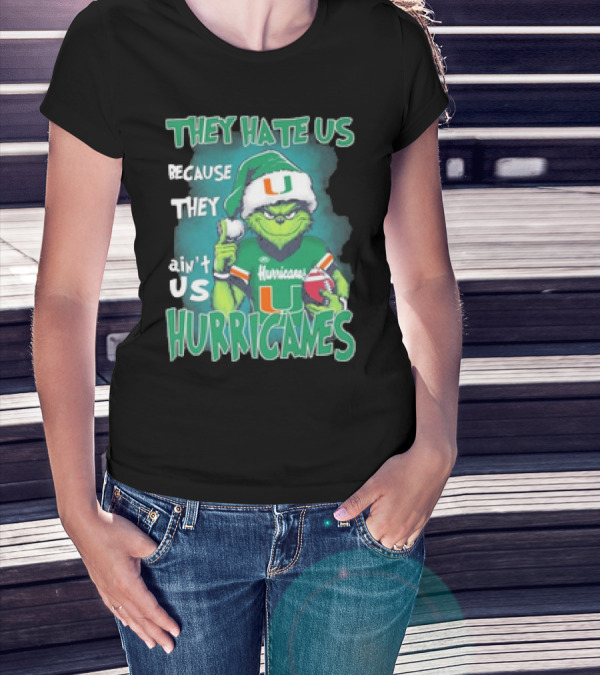 They Hate Us Because They Ain't Us Hurricanes Grinch Miami Christmas Ornament Custom Name T-Shirt