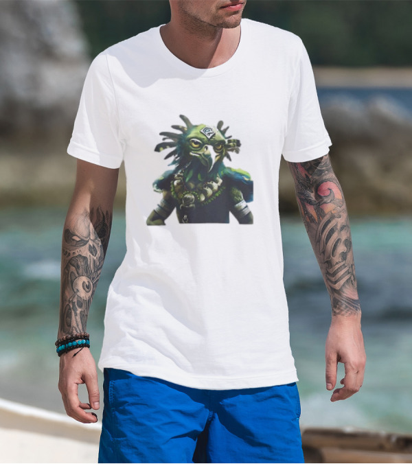 Seattle Seahawks Vintage Mascot Fantasy Bird God T-Shirt