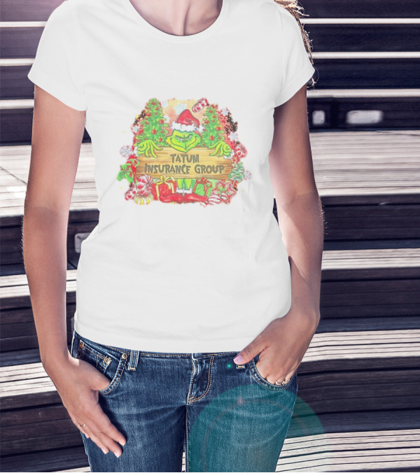 Grinch Tatum Insurance Group Christmas Candy Cane Trees T-Shirt
