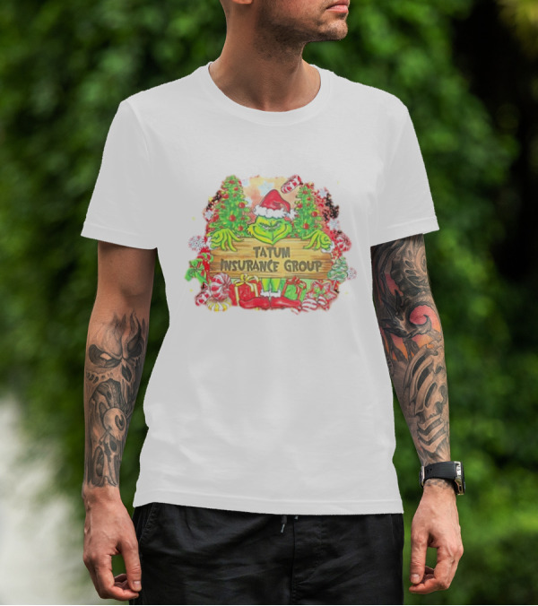 Grinch Tatum Insurance Group Christmas Candy Cane Trees T-Shirt