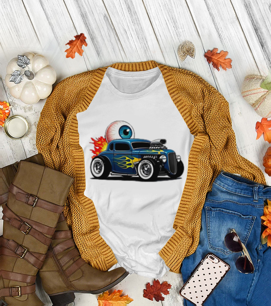 Le Hot Rod d’Eyeba11 Eye-Flame Car T-Shirt
