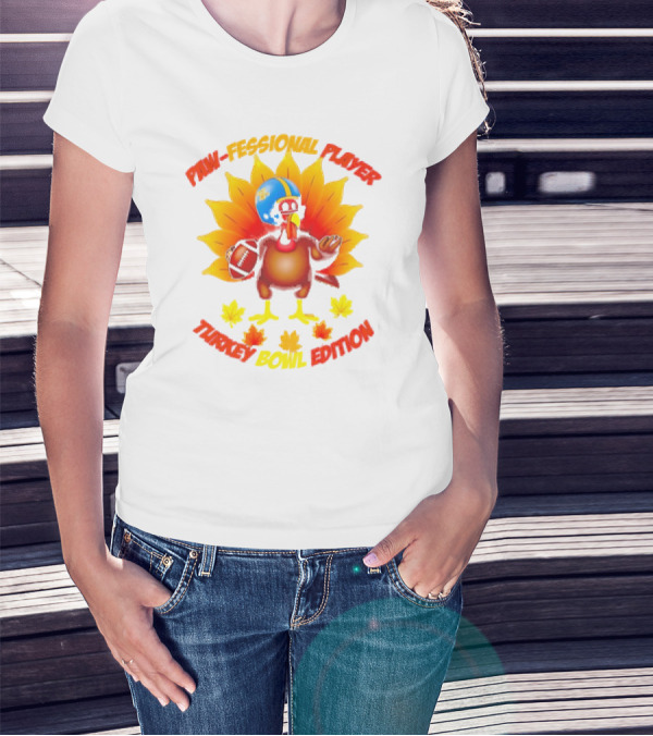 Paw-fessional Player Turkey Bowl Edition Football Helmet Maple Leaves T-Shirt