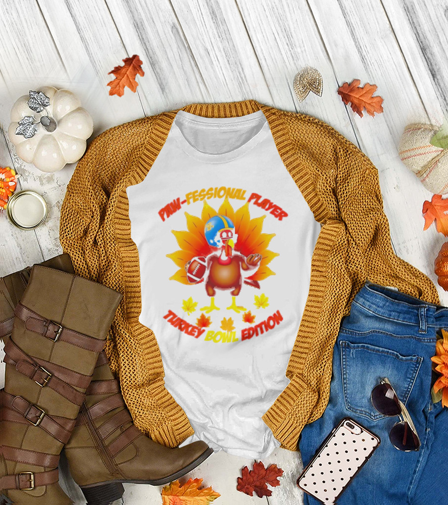 Paw-fessional Player Turkey Bowl Edition Football Helmet Maple Leaves T-Shirt