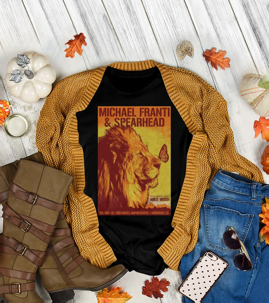 Michael Franti and Spearhead Red Rocks Amphitheatre Morrison CO May 30 2025 with Special Guest Niko Moon Lion and Butterfly T-Shirt