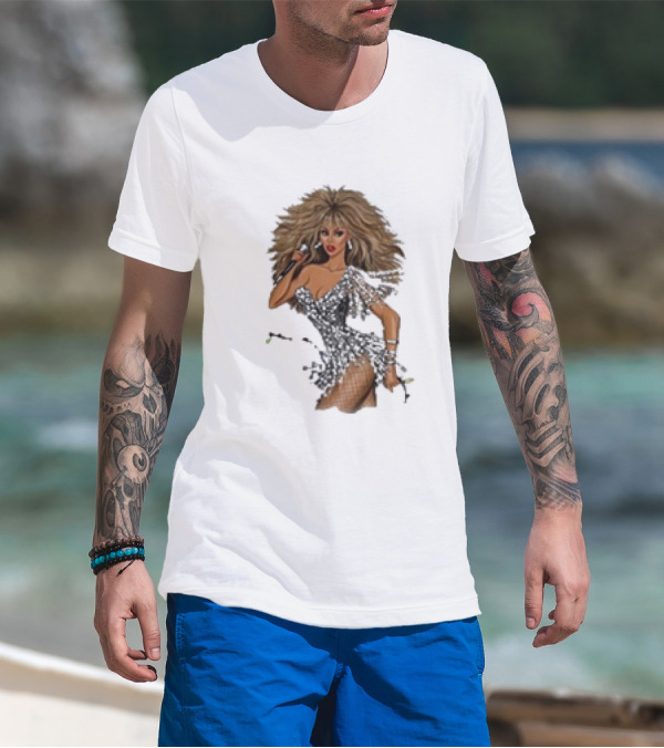 White Christmas Hayden Williams Tina Turner Glamorous Sequin Diva T-Shirt