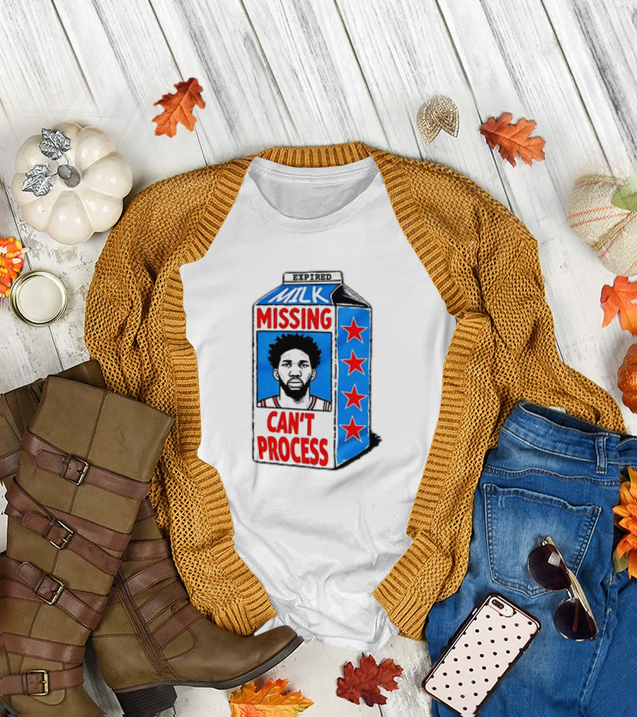Joel Embiid Philadelphia 76ers Milk Carton Missing Can't Process T-Shirt