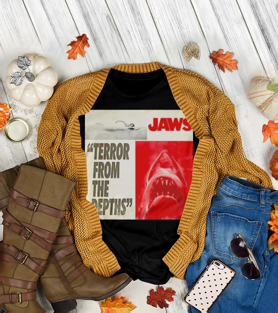 Jaws Terror from the Depths Retro Classic Movie Iconic Shark Attack Scene T-Shirt