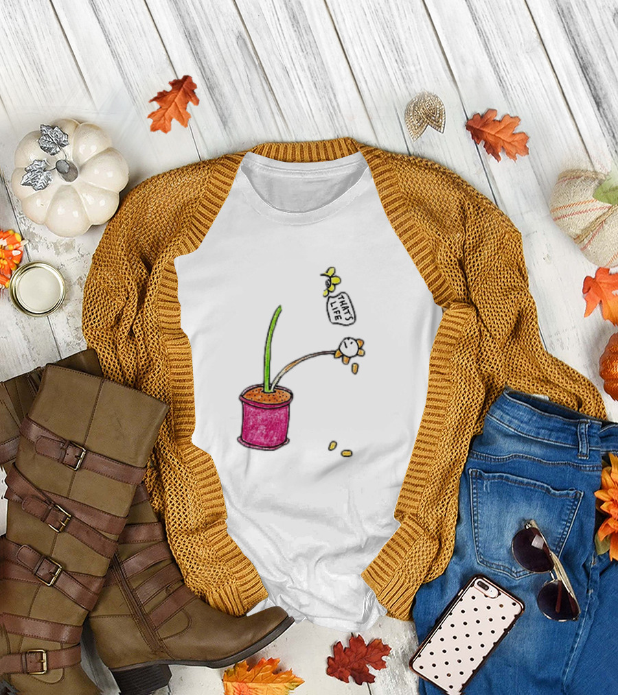 Flowers That's Life Drooping Plant with Bee T-Shirt