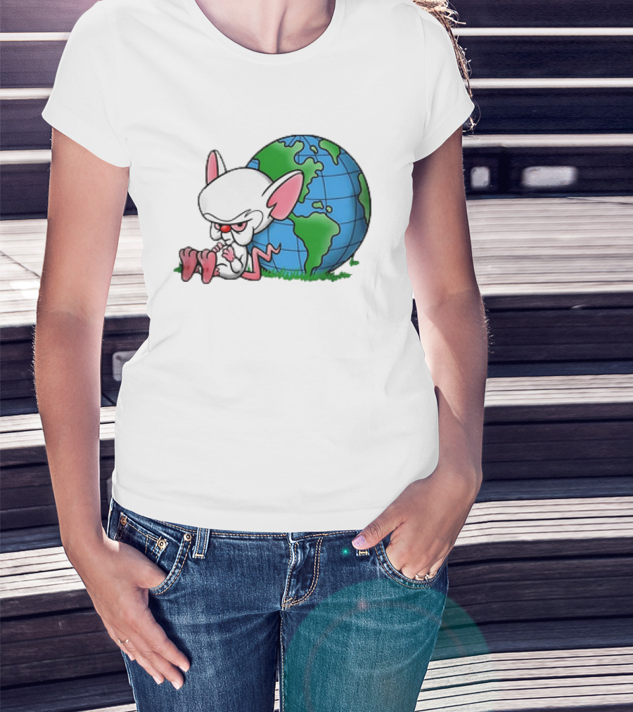 Pinky And The Brain World Domination Plan With Globe T-Shirt