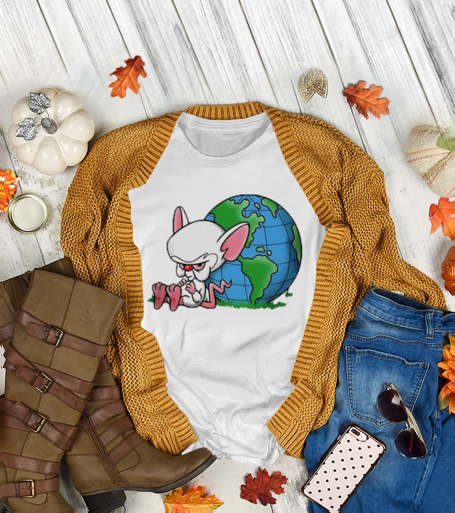 Pinky and the Brain World Domination Plan with Globe T-Shirt