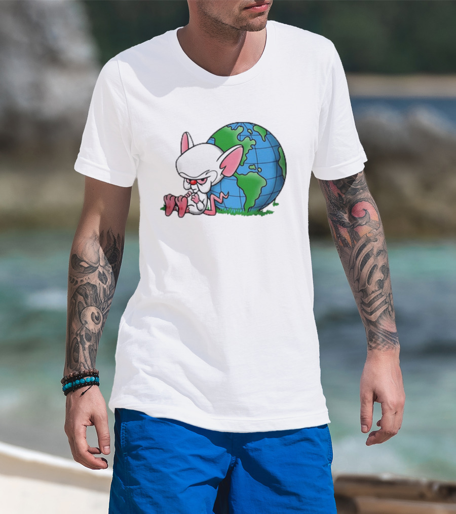Pinky And The Brain World Domination Plan With Globe T-Shirt