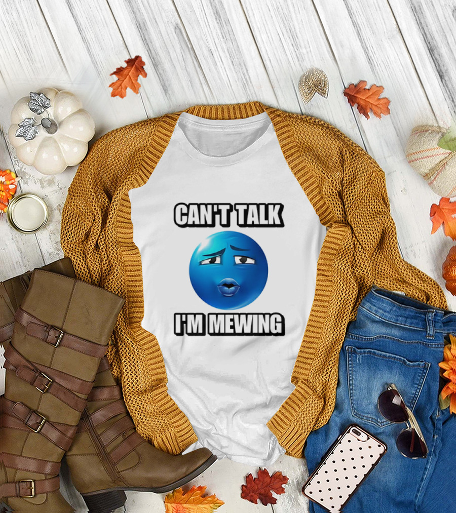 Can't Talk Blue Emoji Mewing Meme T-Shirt