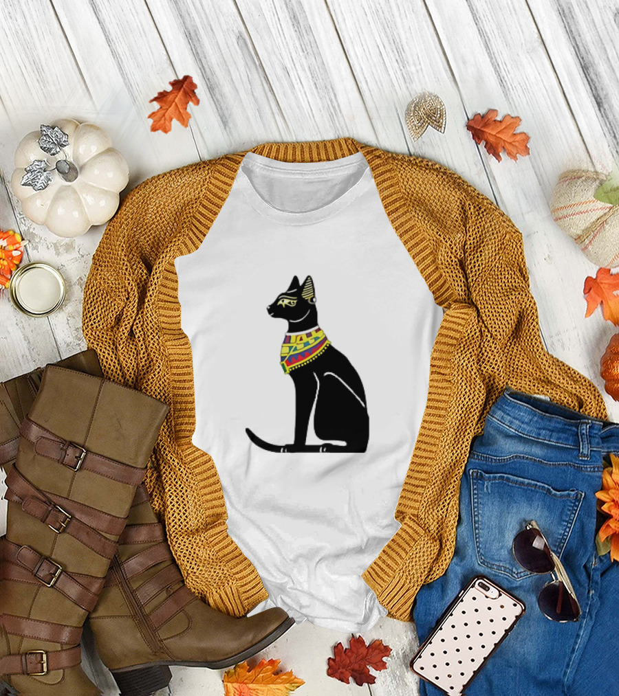 The Egyptian Cat with Colorful Scarf T-Shirt