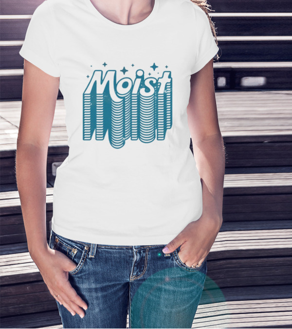 Moist 3D Text With Stars V2 T-Shirt