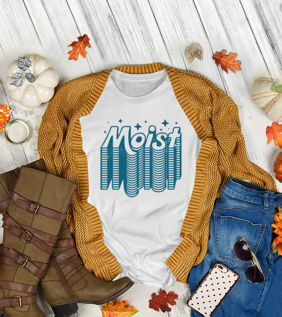 Moist 3D Text with Stars V2 T-Shirt