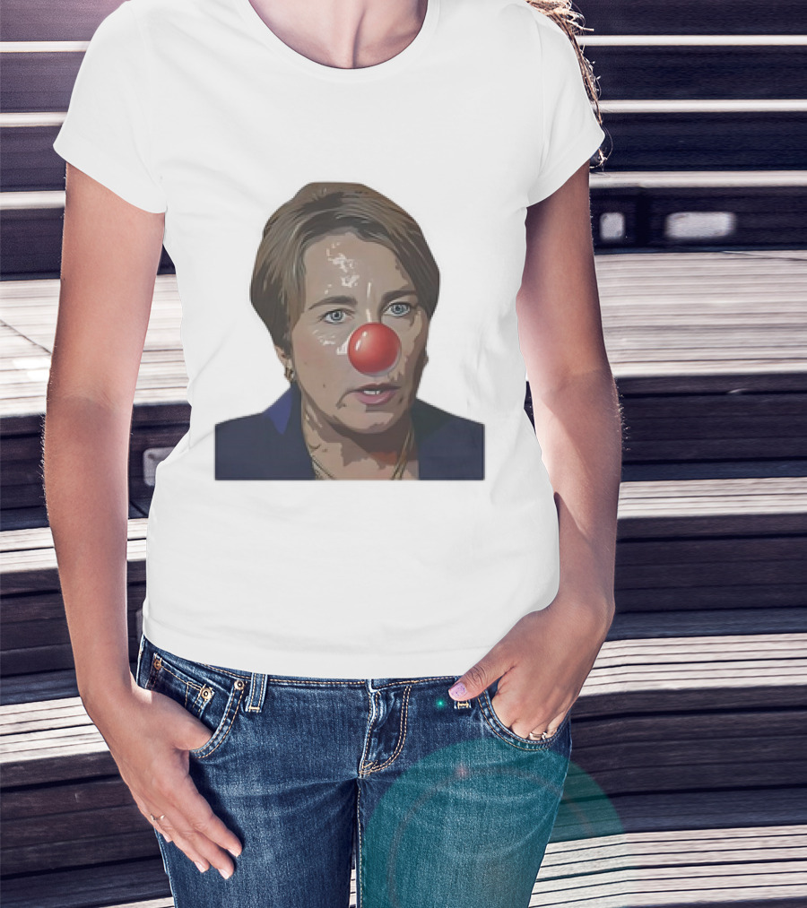 Maura Healey Cartoon Clown Nose Face Image T-Shirt
