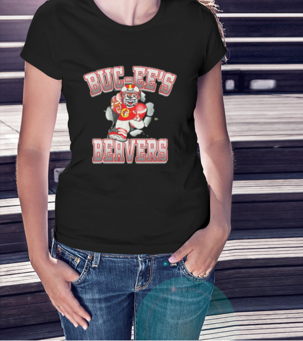 Buc-Ee’s Beavers Football Mascot Running With Ball T-Shirt