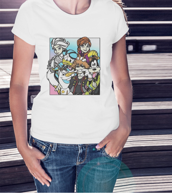 Disney Kingdom Hearts Frozen Characters Crossover T-Shirt