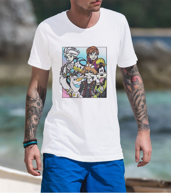 Disney Kingdom Hearts Frozen Characters Crossover T-Shirt