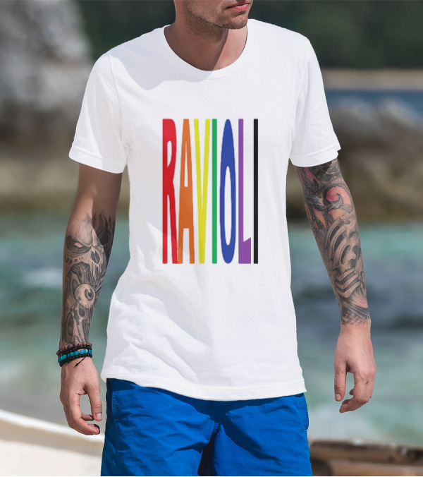 Ravioli Rainbow Colorful Block Letters T-Shirt