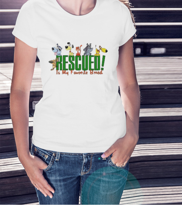 Rescued Is My Favorite Breed Cartoon Dogs Together T-Shirt