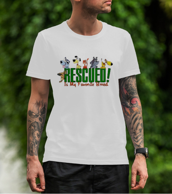 Rescued Is My Favorite Breed Cartoon Dogs Together T-Shirt