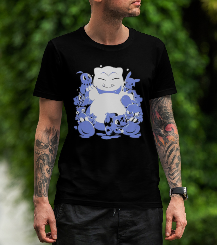Snorlax Snowman Surrounded By Pokémon Snowlaxman T-Shirt