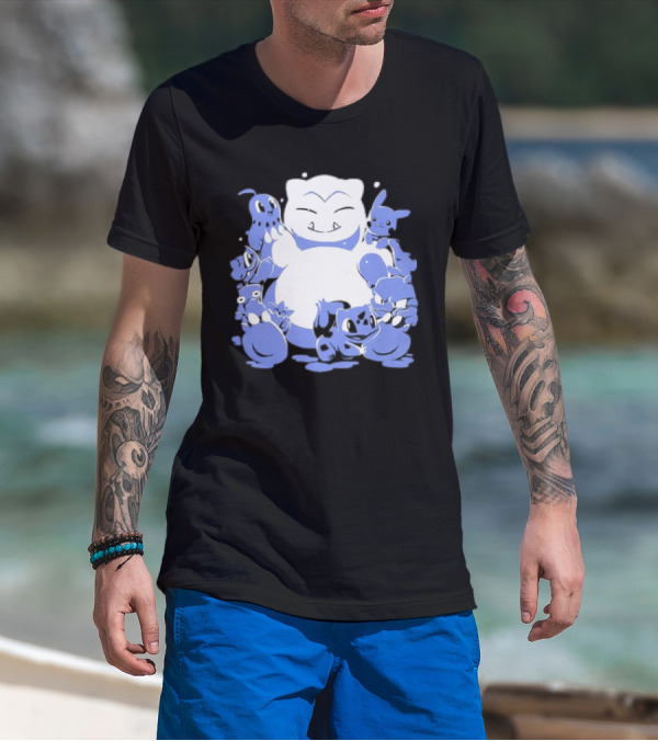 Snorlax Snowman Surrounded By Pokémon Snowlaxman T-Shirt